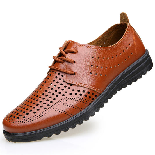 Sandalias de Cuero Hueco para Hombre - Comodidad Casual