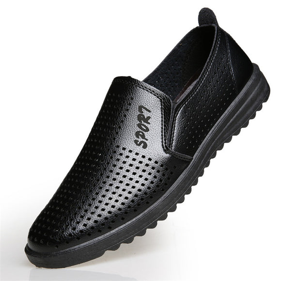 Sandálias de Couro Vazadas Masculinas - Conforto Casual
