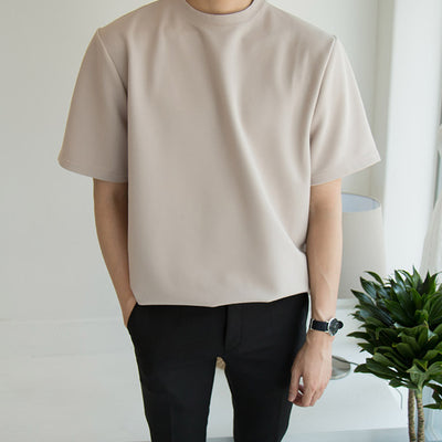 Camiseta Básica Hombre Cuello Alto Algodón Puro Corte Holgado - Image 5