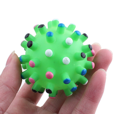 Four colorful vinyl thorn balls for pets, featuring green, orange, yellow, and pink bases with multi-colored spikes. - Image 15
