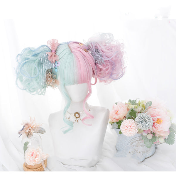 Peluca Lolita Harajuku Soft Girl Rizos Largos Color Macaron