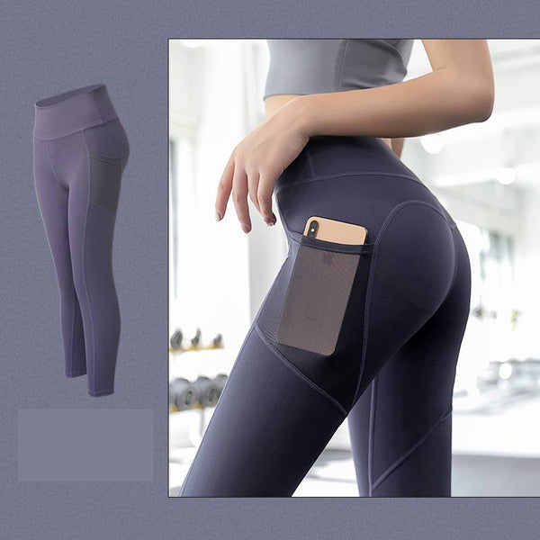 Leggins Deportivos Ajustados con Malla Trasera y Bolsillos Laterales