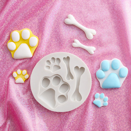 Molde de Silicona para Fondant - Diseños de Oso, Hueso y Patita de Perro