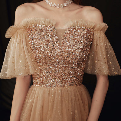 Vestido de Dama de Honor Elegante Rubio Dorado con Temperamento Socialité - Image 12