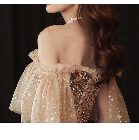 Vestido de Dama de Honor Elegante Rubio Dorado con Temperamento Socialité - Image 13