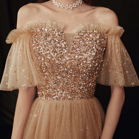 Vestido de Dama de Honor Elegante Rubio Dorado con Temperamento Socialité - Image 5