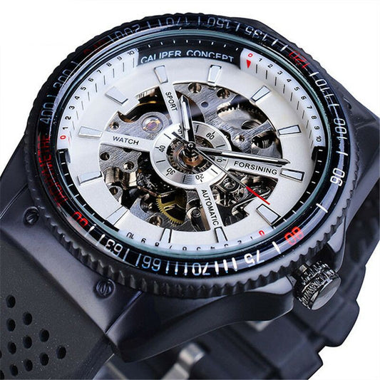 Reloj Mecánico Automático con Visor Esqueleto y Correa de Silicona para Hombre