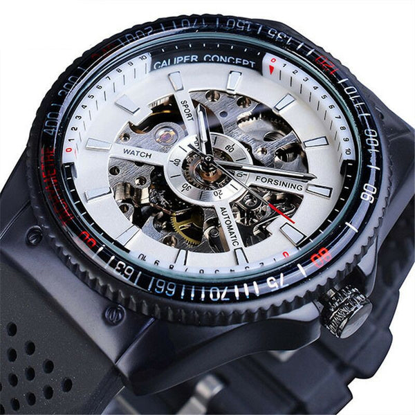 Reloj Mecánico Automático con Visor Esqueleto y Correa de Silicona para Hombre