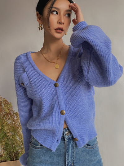 Cardigan Suelto Corto Sexy de Color Liso - Image 8