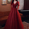 Vestido de Banquete Rojo Vino con Temperamento Elegante para Mujer