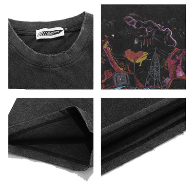 Camiseta Hombre Estampado Urbano Desgastado - Estilo Hip-Hop Trendy - Image 7