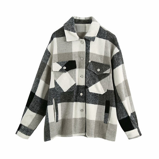 Chaqueta Camisa Cuadros para Mujer - Casual y Versátil - Image 21