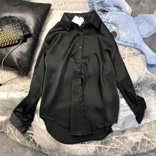 Blusa Satinada Coreana Corte Holgado - Image 2