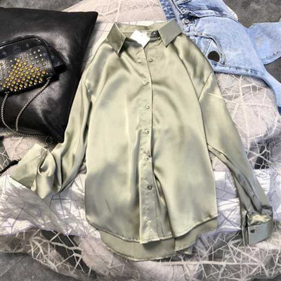 Blusa Satinada Coreana Corte Holgado - Image 5
