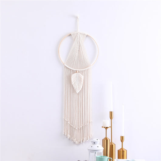 Tapiz Macramé de Hojas - Colgante Decorativo Tejido en Algodón con Borlas - Image 3