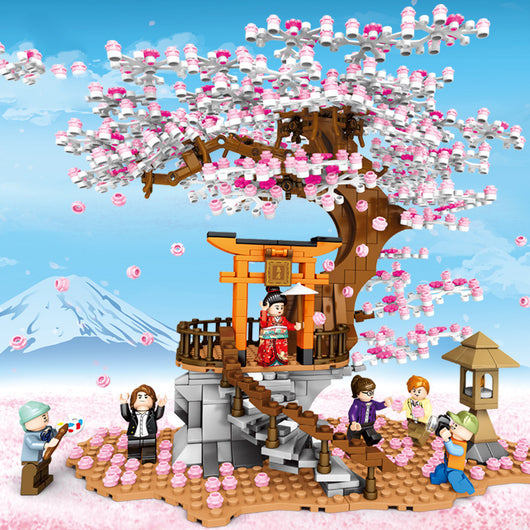 Juego de Bloques de Construcción Sakura con Vista de Calle para Armar