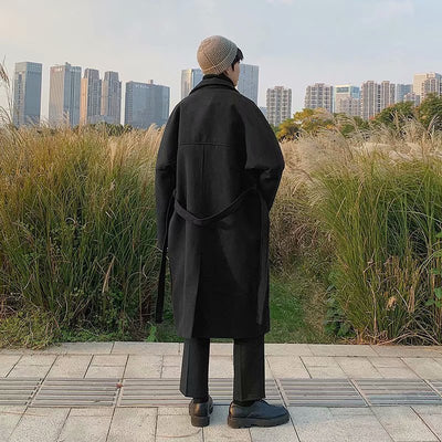 Abrigo de Lana Coreano Estilo Moderno Largo para Hombre - Image 7