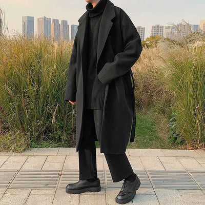 Abrigo de Lana Coreano Estilo Moderno Largo para Hombre - Image 4