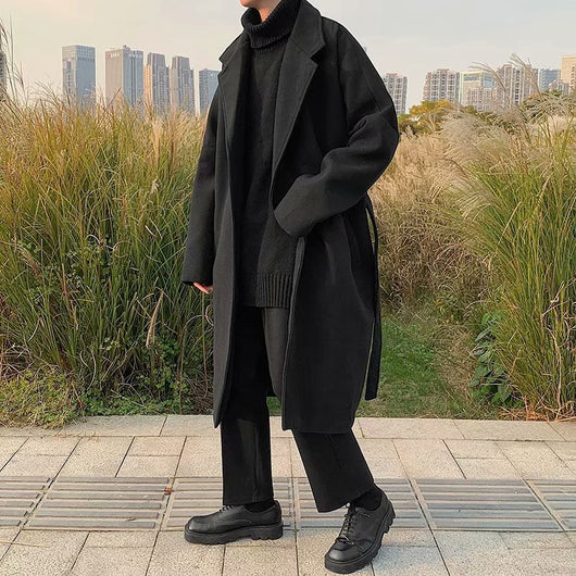 Abrigo de Lana Coreano Estilo Moderno Largo para Hombre - Image 4