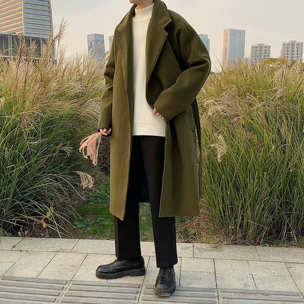 Abrigo de Lana Coreano Estilo Moderno Largo para Hombre
