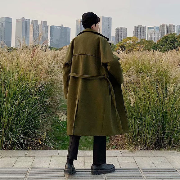 Abrigo de Lana Coreano Estilo Moderno Largo para Hombre