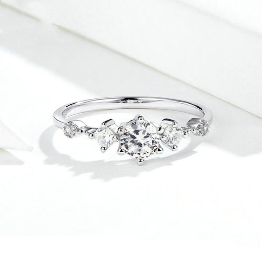 Anillo de Plata Esterlina 925 con Circón y Baño de Platino - Image 2
