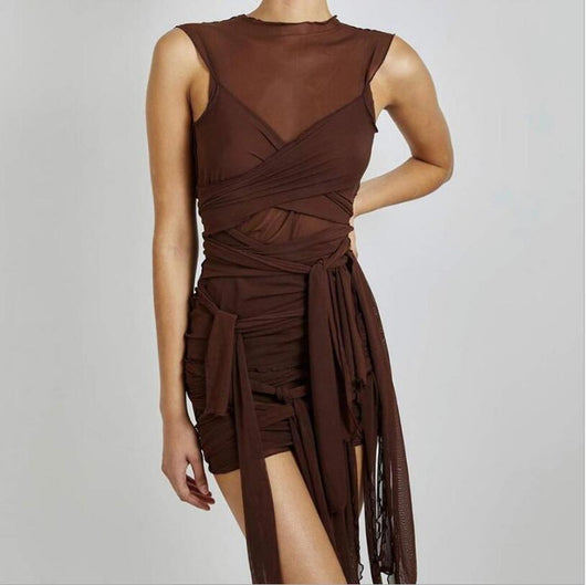 Vestido Bodycon Transparente con Malla para Fiesta - Mini Dress Clubwear Mujer - Image 10