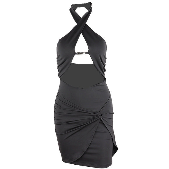 Vestido Envolvente con Espalda Abierta y Encaje Calado