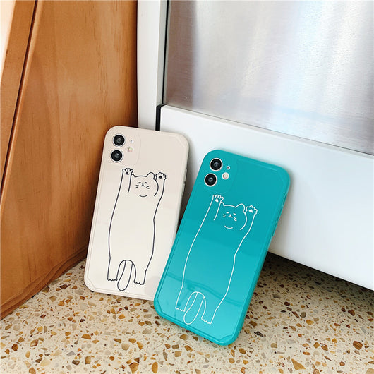 Funda Protectora TPU Compatible con Apple, Diseño Gato Línea Borde Recto - Image 11