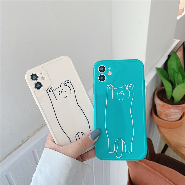Funda Protectora TPU Compatible con Apple, Diseño Gato Línea Borde Recto