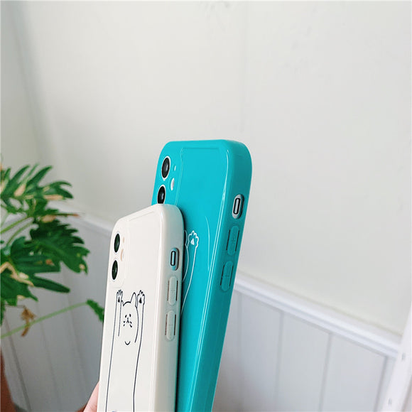 Funda Protectora TPU Compatible con Apple, Diseño Gato Línea Borde Recto