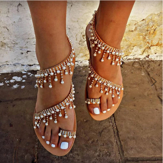 Sandalias Planas para Mujer con Perlas y Cuentas - Cómodas y Elegantes - Image 7