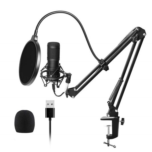 Micrófono USB Plug and Play para Grabación en Vivo sin Controladores