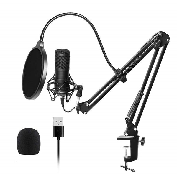 Micrófono USB Plug and Play para Grabación en Vivo sin Controladores