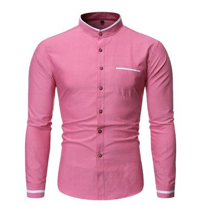 Camisa Casual Slim Fit de Color Liso para Hombre - Image 5