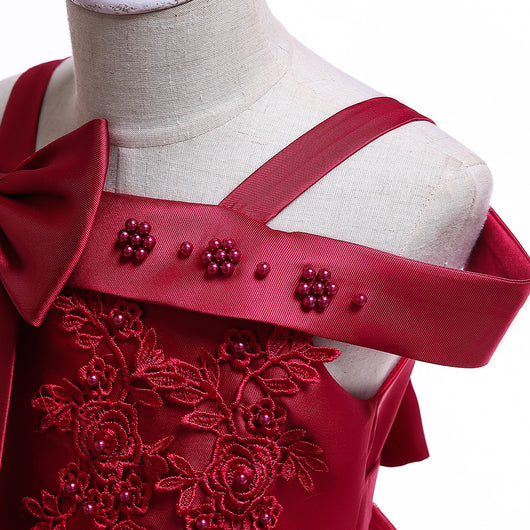 Vestido Princesa con Tirante Único y Moño para Niñas - Image 14