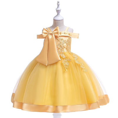 Vestido Princesa con Tirante Único y Moño para Niñas - Image 13