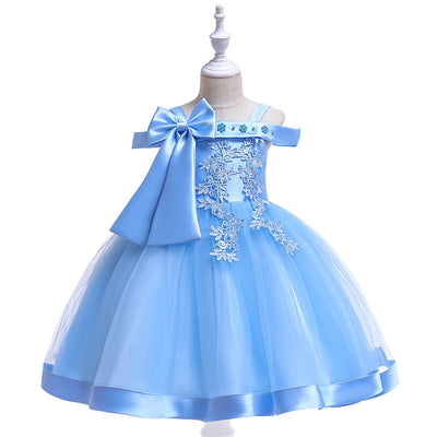 Vestido Princesa con Tirante Único y Moño para Niñas - Image 2