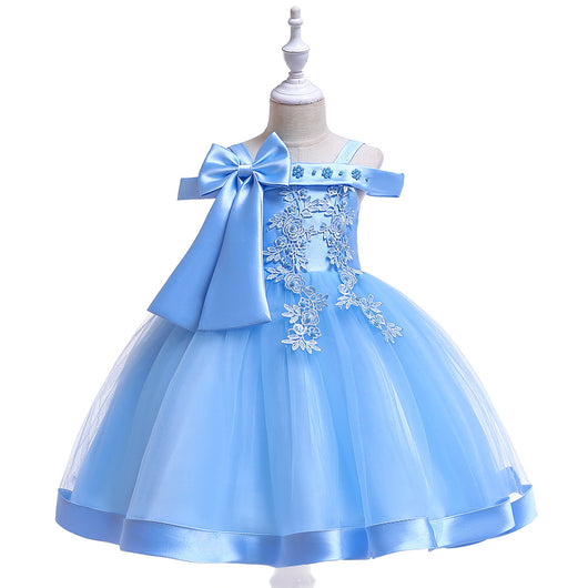 Vestido Princesa con Tirante Único y Moño para Niñas - Image 2