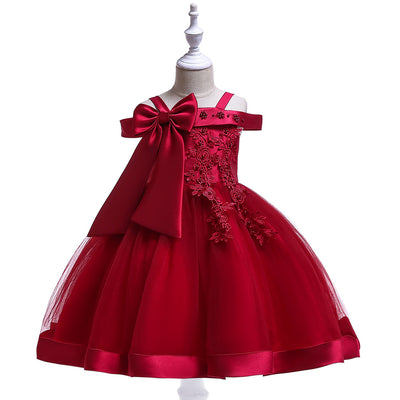 Vestido Princesa con Tirante Único y Moño para Niñas - Image 3