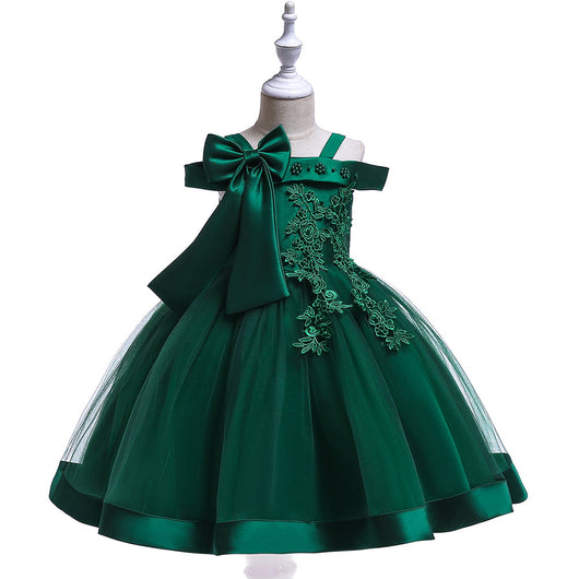 Vestido Princesa con Tirante Único y Moño para Niñas - Image 6