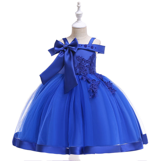 Vestido Princesa con Tirante Único y Moño para Niñas - Image 8