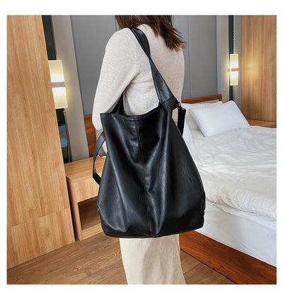 Bolso de Hombro Grande para Mujer - Bolsa Mensajero Retro Casual de Capacidad Expandible