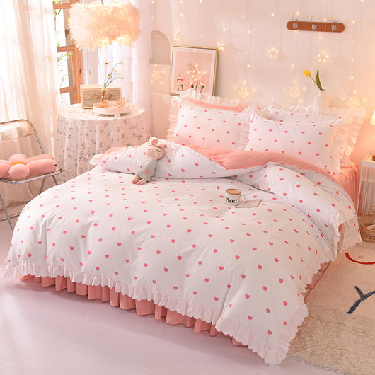 Juego de Sábanas Estampado Lunares Estilo Princesa de 4 Piezas - Image 17