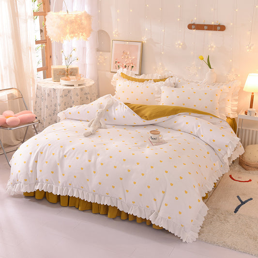 Juego de Sábanas Estampado Lunares Estilo Princesa de 4 Piezas - Image 2