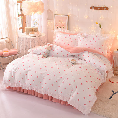 Juego de Sábanas Estampado Lunares Estilo Princesa de 4 Piezas - Image 6