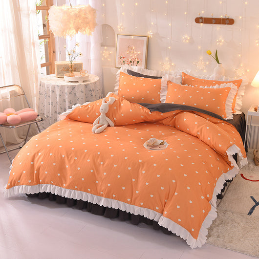 Juego de Sábanas Estampado Lunares Estilo Princesa de 4 Piezas - Image 9