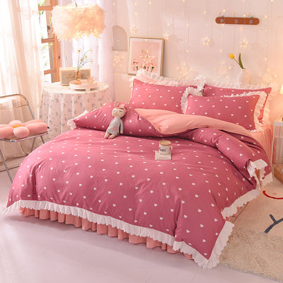 Juego de Sábanas Estampado Lunares Estilo Princesa de 4 Piezas - Image 7