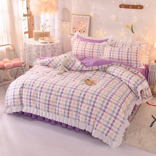 Juego de Sábanas Estampado Lunares Estilo Princesa de 4 Piezas - Image 8