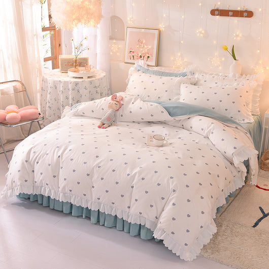 Juego de Sábanas Estampado Lunares Estilo Princesa de 4 Piezas - Image 10